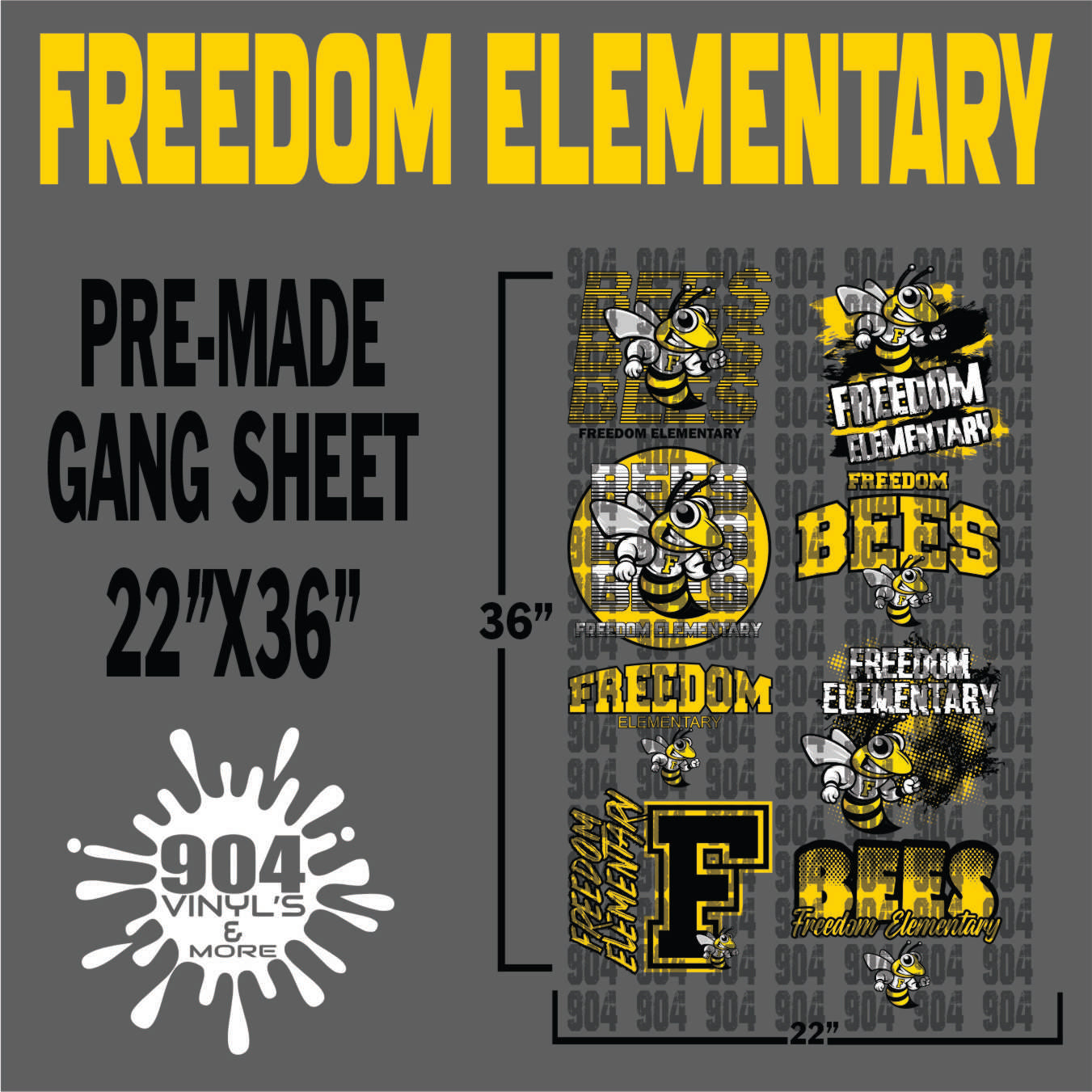 FREEDOM ELEMENTARY SCHOOL PREMADE GANG SHEET