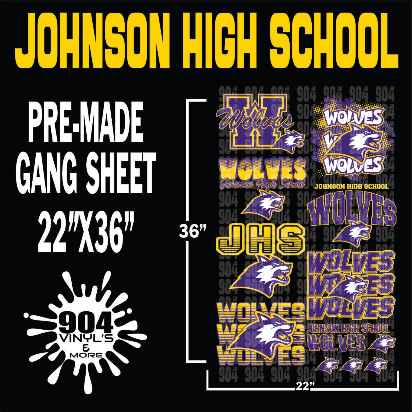 JOHNSON HIGH SCHOOL PREMADE GANG SHEET