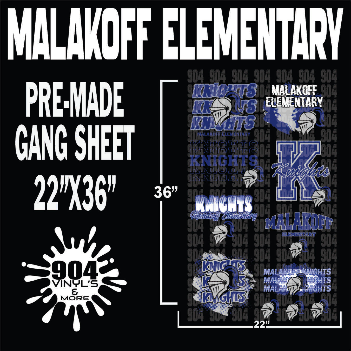MALAKOFF ELEMENTARY SCHOOL PREMADE GANG SHEET