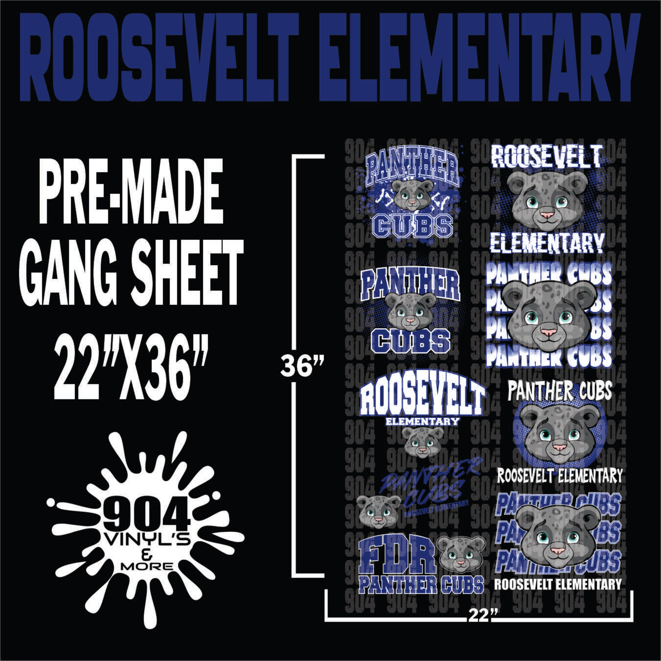 ROOSEVELT ELEMENTARY SCHOOL PREMADE GANG SHEET