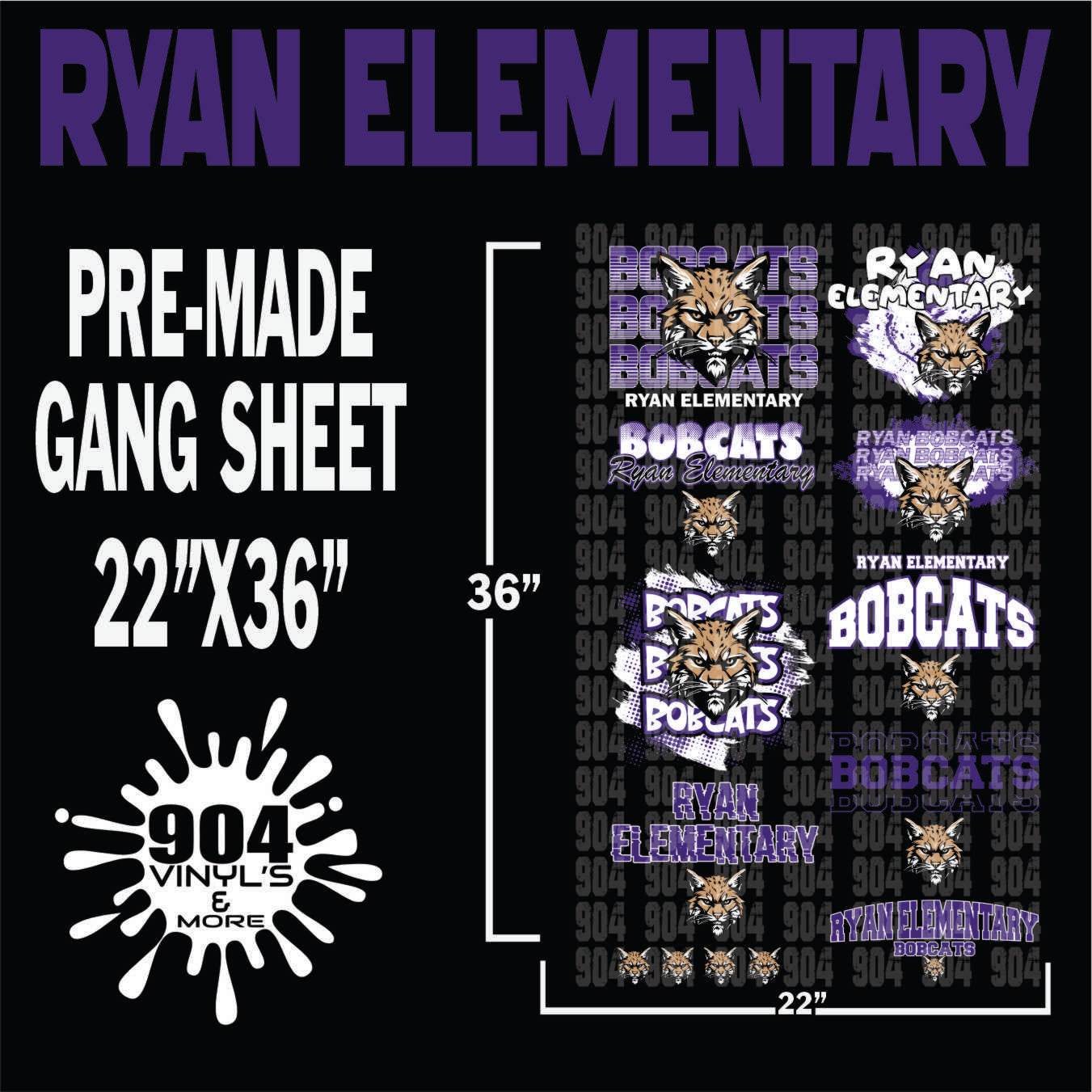 RYAN ELEMENTARY SCHOOL PREMADE GANG SHEET