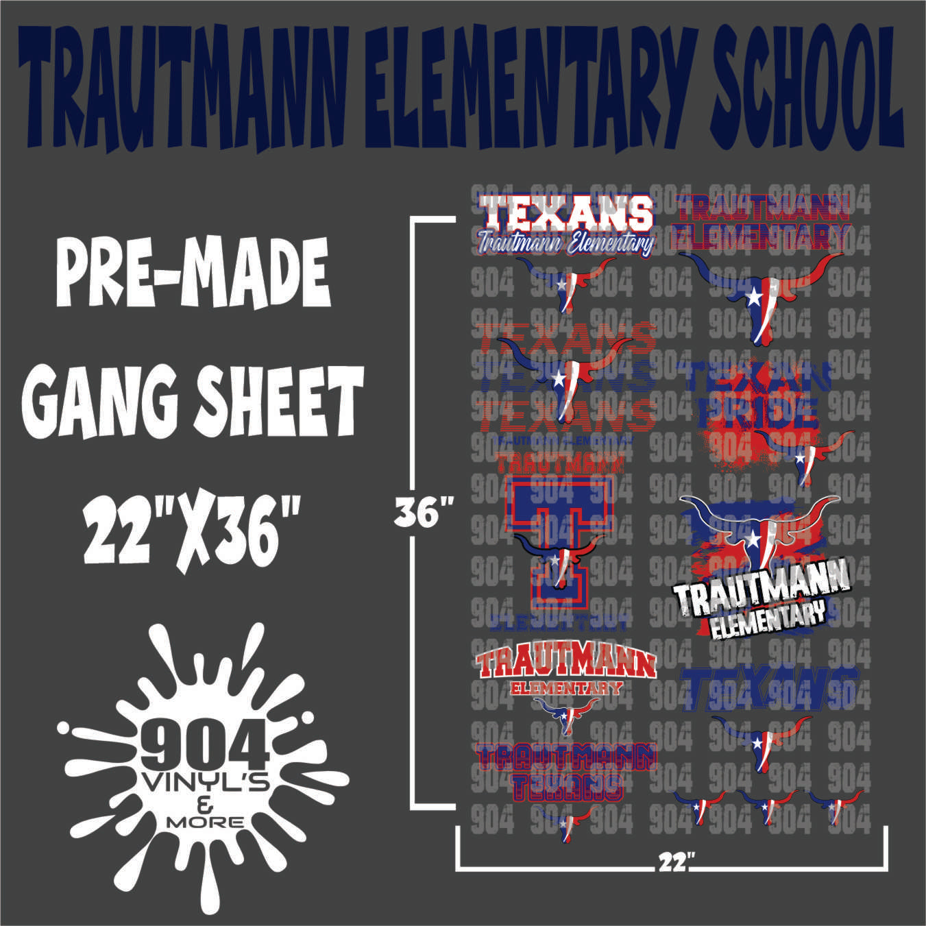 TRAUTMANN ELEMENTARY SCHOOL PREMADE GANG SHEET