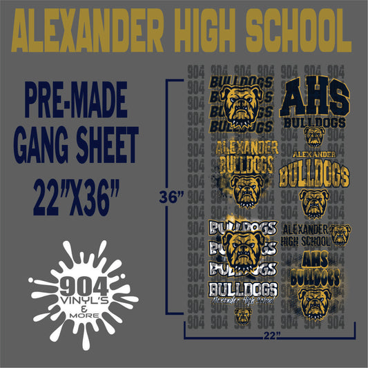ALEXANDER HIGH SCHOOL PREMADE GANG SHEET
