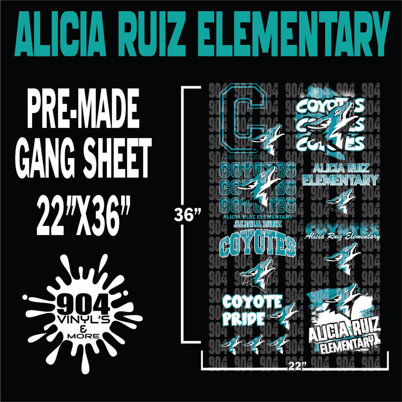 ALICIA RUIZ ELEMENTARY SCHOOL PREMADE GANG SHEET