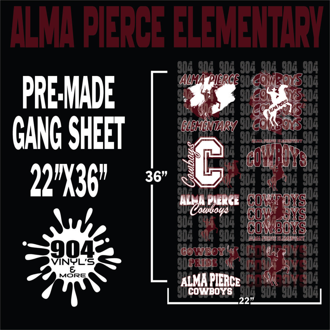 ALMA PIERCE ELEMENTARY SCHOOL PREMADE GANG SHEET