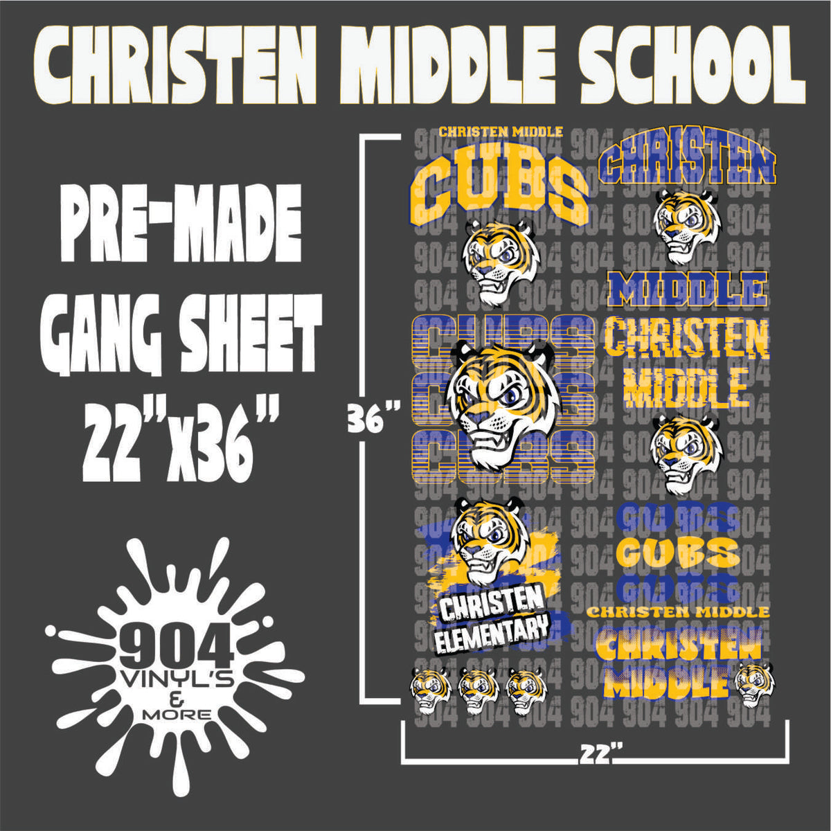CHRISTEN MIDDLE SCHOOL PREMADE GANG SHEET