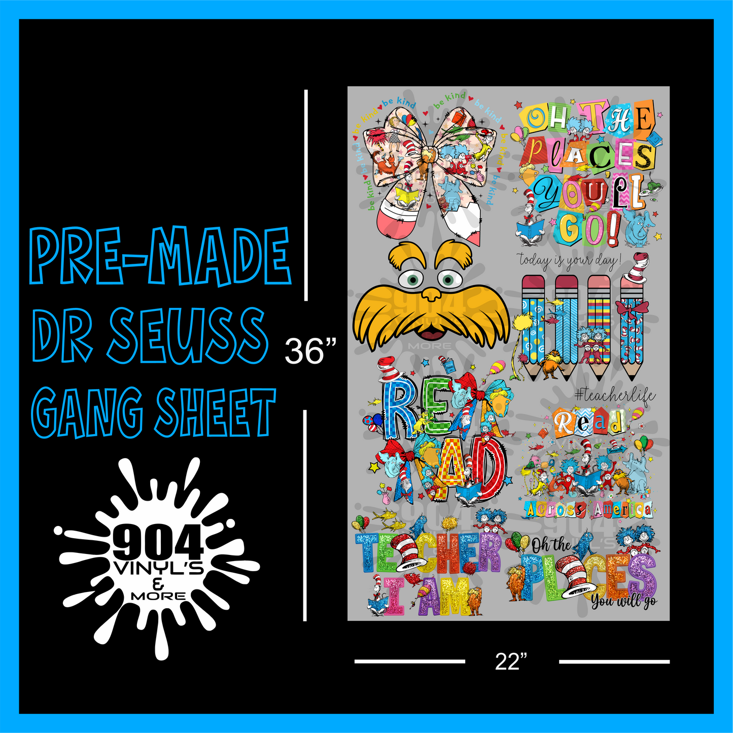 Pre-Made Dr. Seuss Gang Sheet (Adult Size)#3