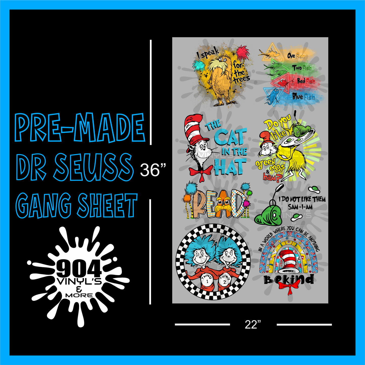 Pre-Made Dr. Seuss Gang Sheet (Youth Size) #4