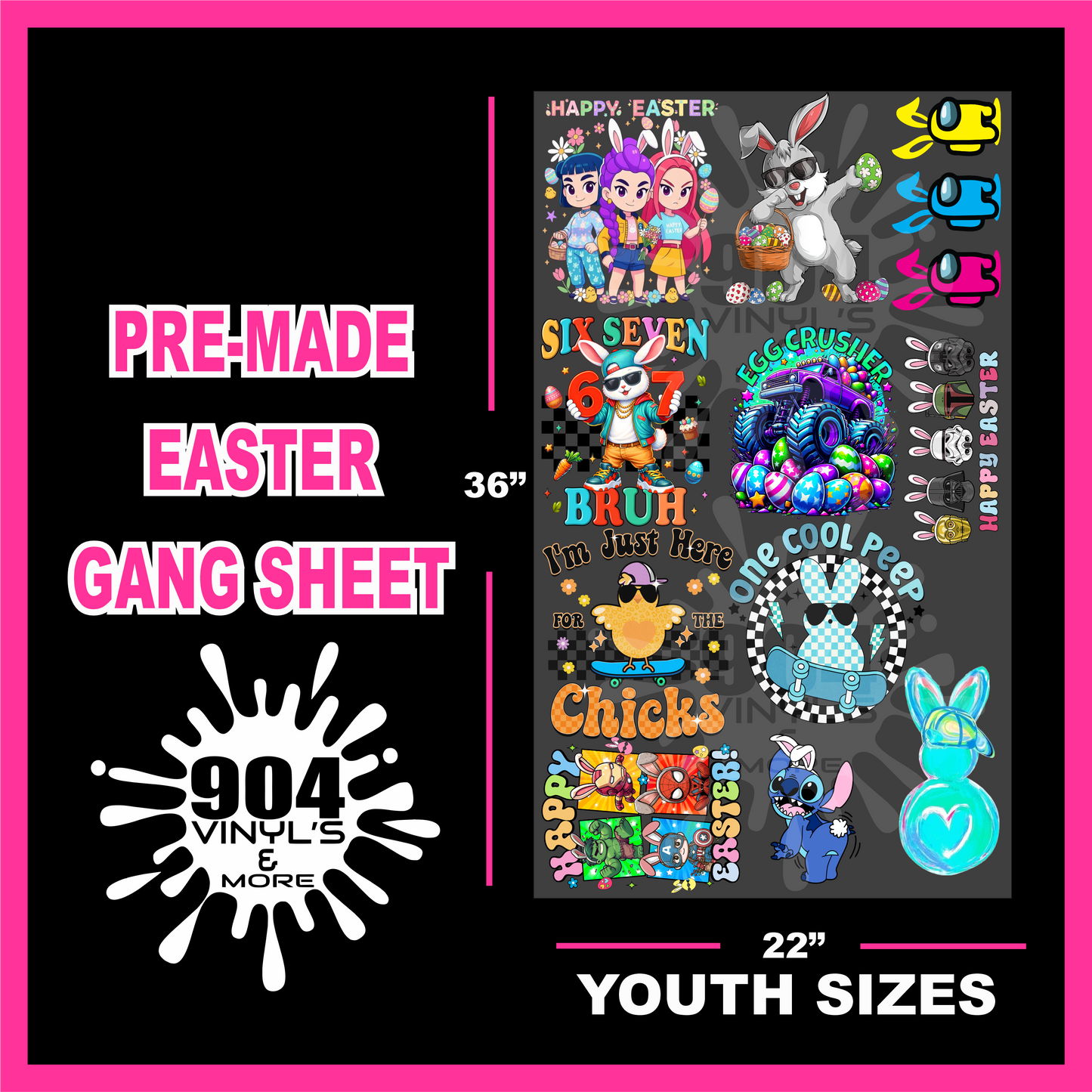 Pre-Made Easter Gang Sheet (Youth Size) #2