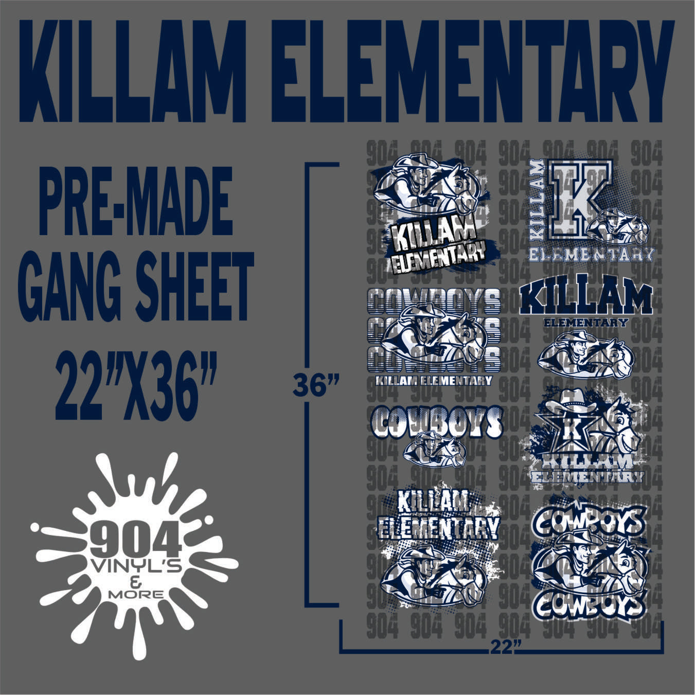 KILLAMELEMENTARY SCHOOL PREMADE GANG SHEET