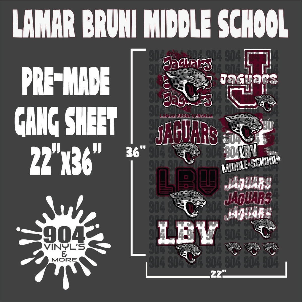 LBV MIDDLE SCHOOL PREMADE GANG SHEET