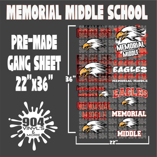 MEMORIAL MIDDLE SCHOOL PREMADE GANG SHEET