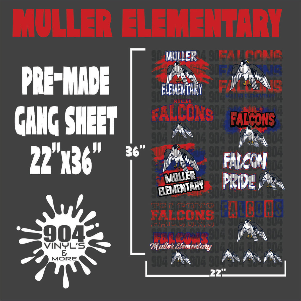 MULLER ELEMENTARY SCHOOL PREMADE GANG SHEET