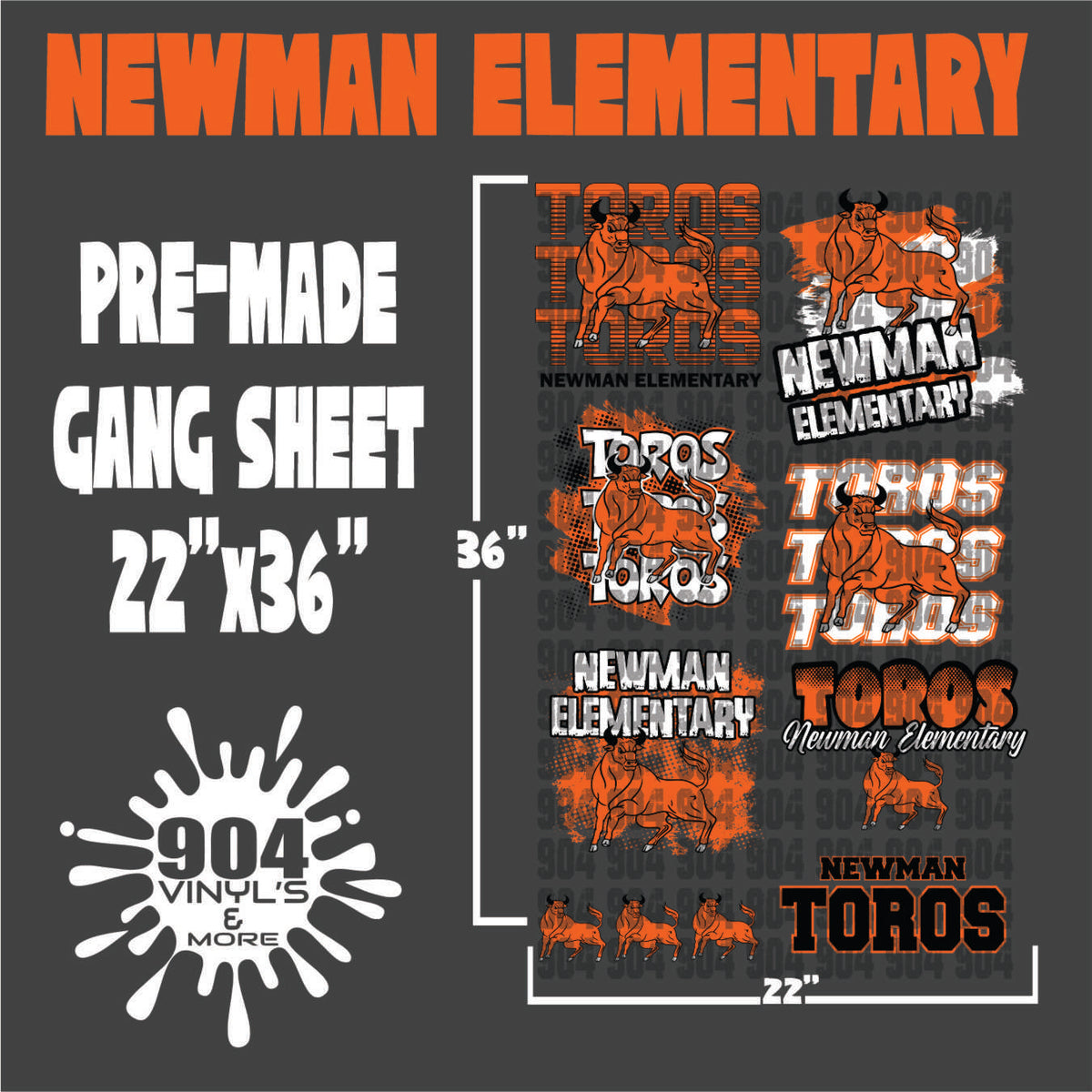 NEWMAN ELEMENTARY SCHOOL PREMADE GANG SHEET