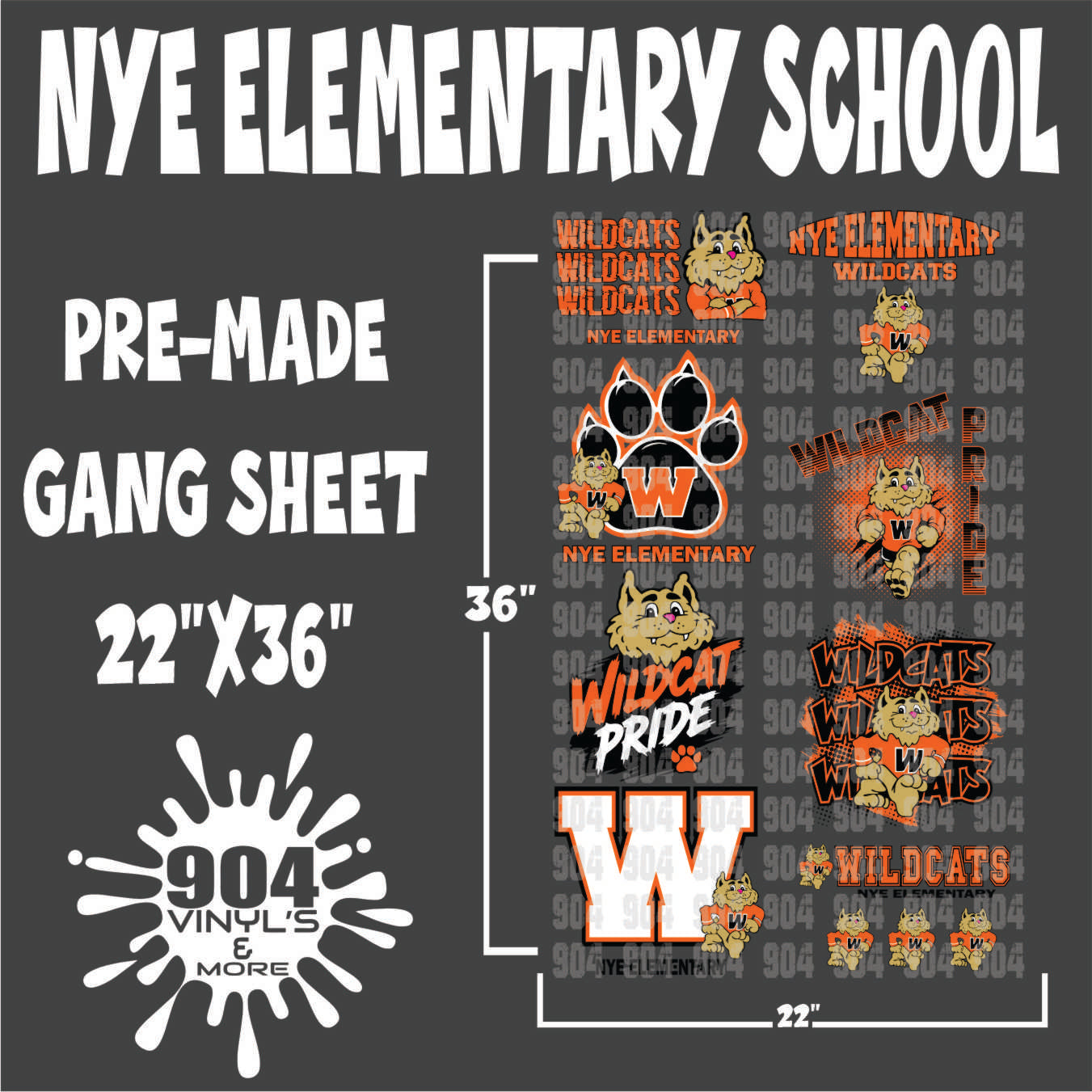 NYE ELEMENTARY SCHOOL PREMADE GANG SHEET