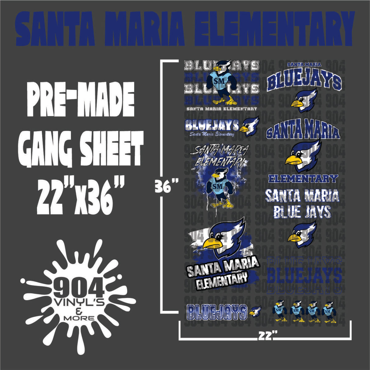 SANTA MARIA ELEMENTARY SCHOOL PREMADE GANG SHEET