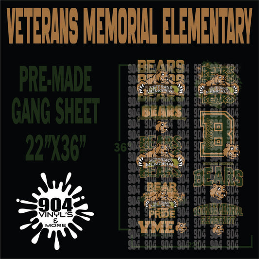 VETERANS MEMORIAL ELEMENTARY SCHOOL PREMADE GANG SHEET