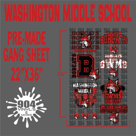 WASHINGTON MIDDLE SCHOOL PREMADE GANG SHEET