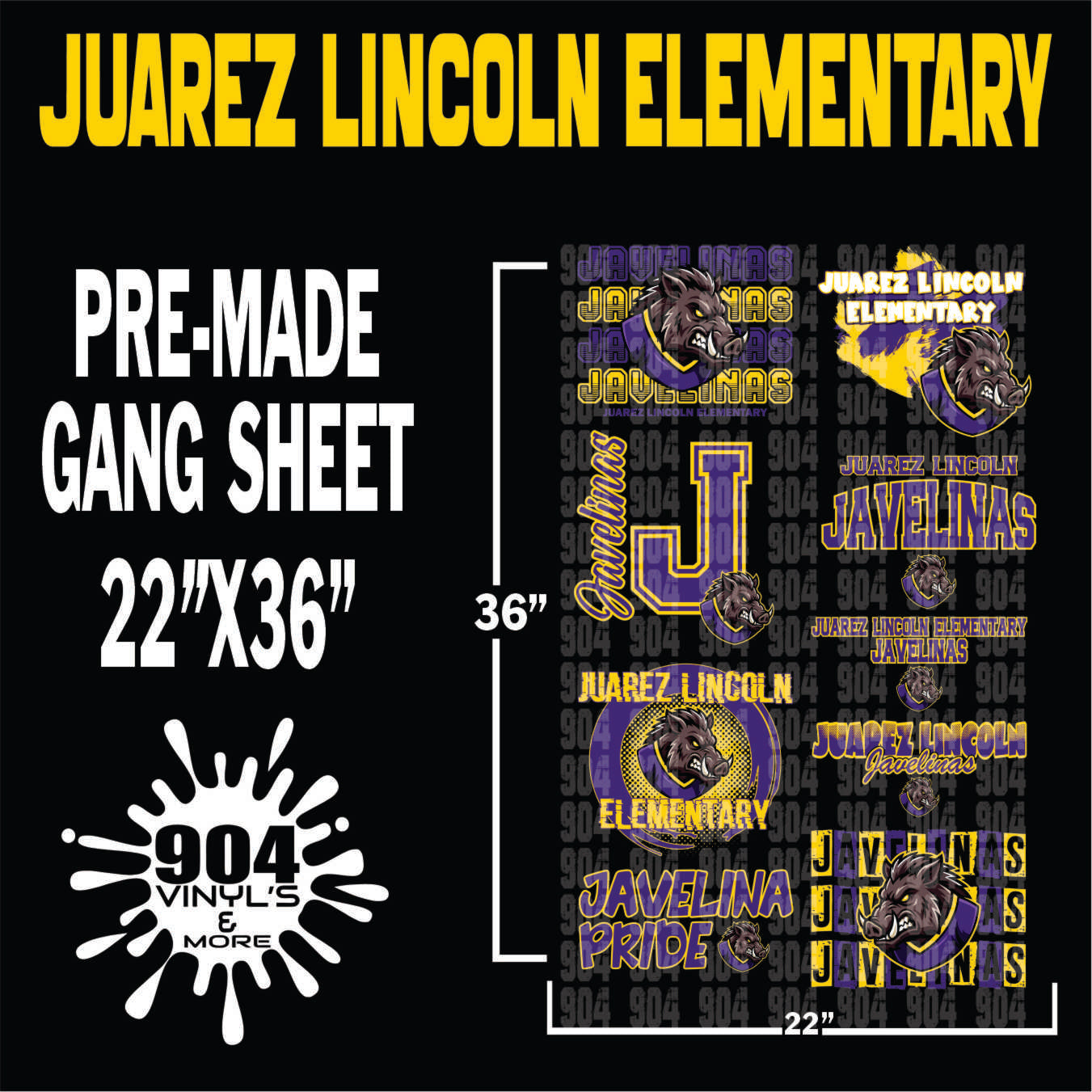 JUAREZ LINCOLN ELEMENTARY SCHOOL PREMADE GANG SHEET
